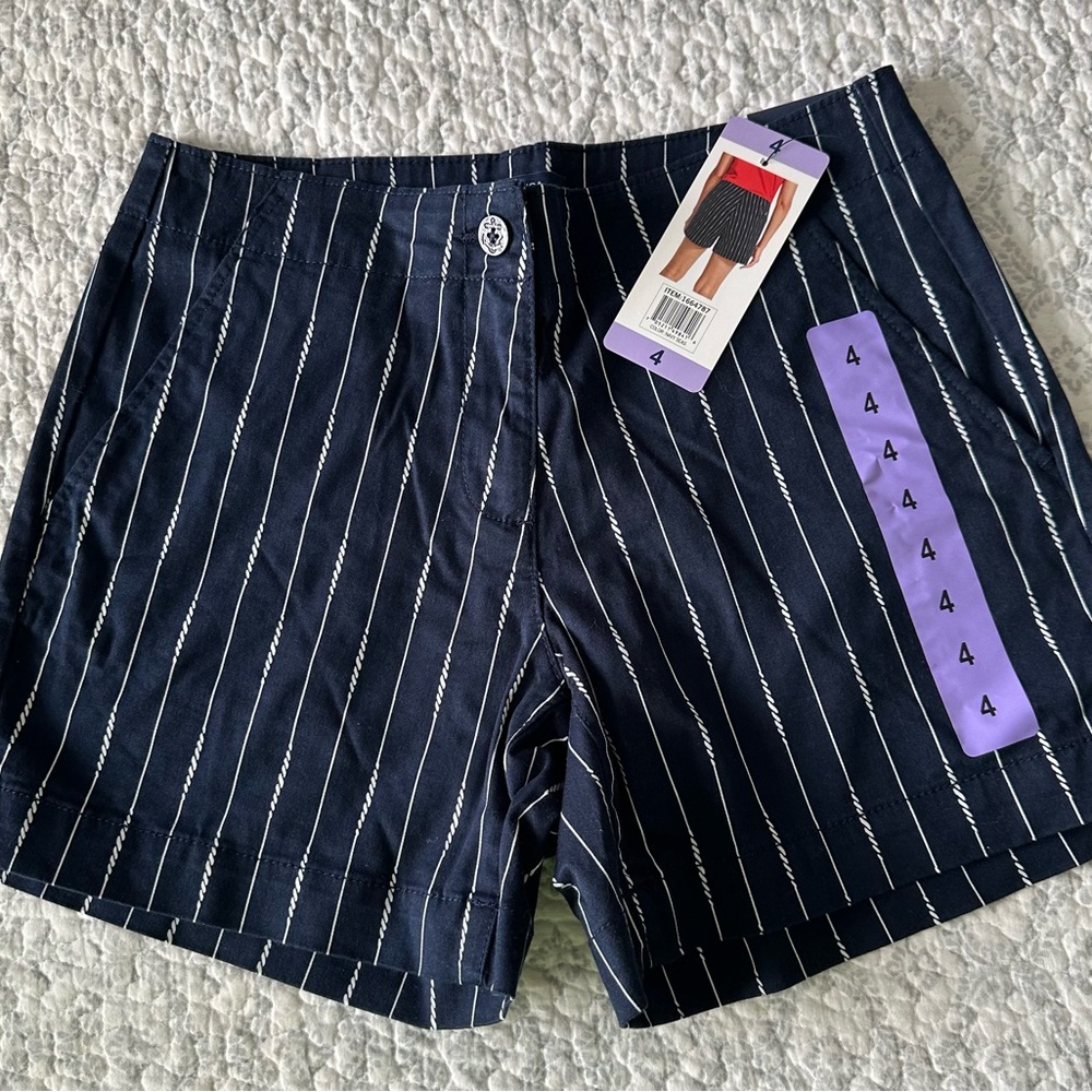 Nautica Women's Dark Blue Pinstripe Shorts